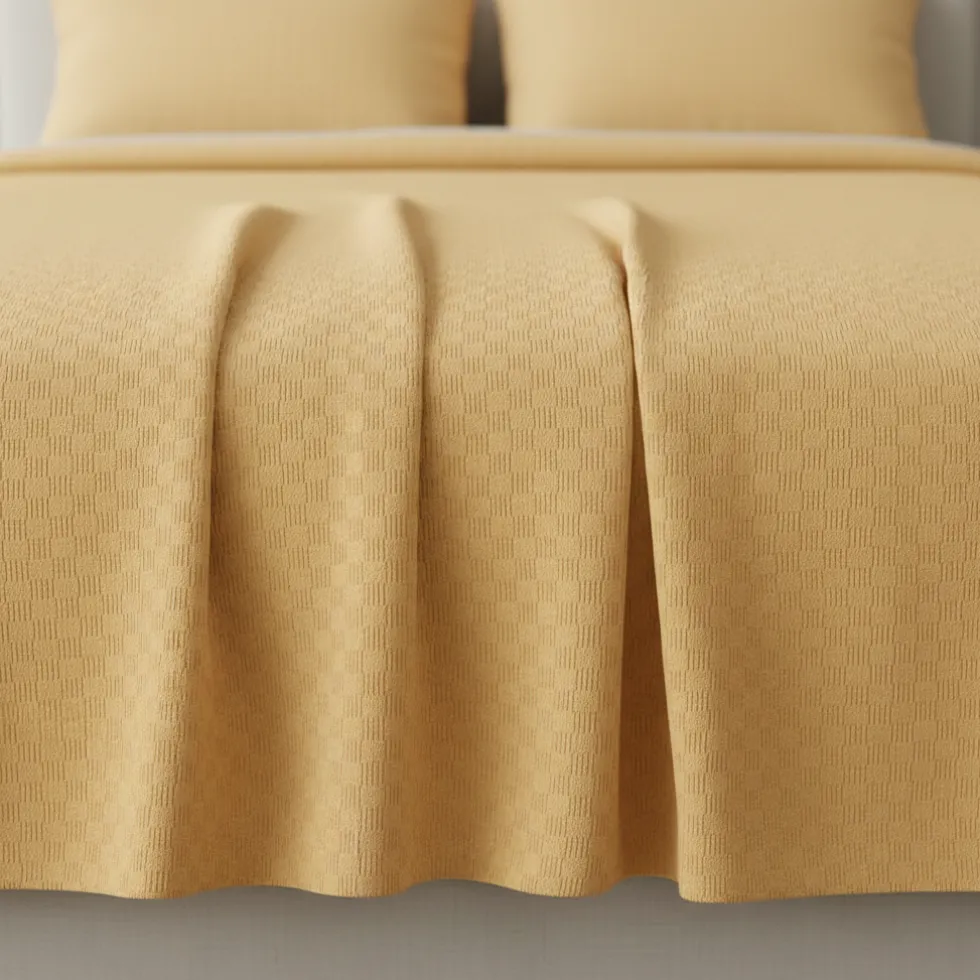 GABEL Copriletto estivo 2 piazze jacquard in piquet di cotone HUGO oro