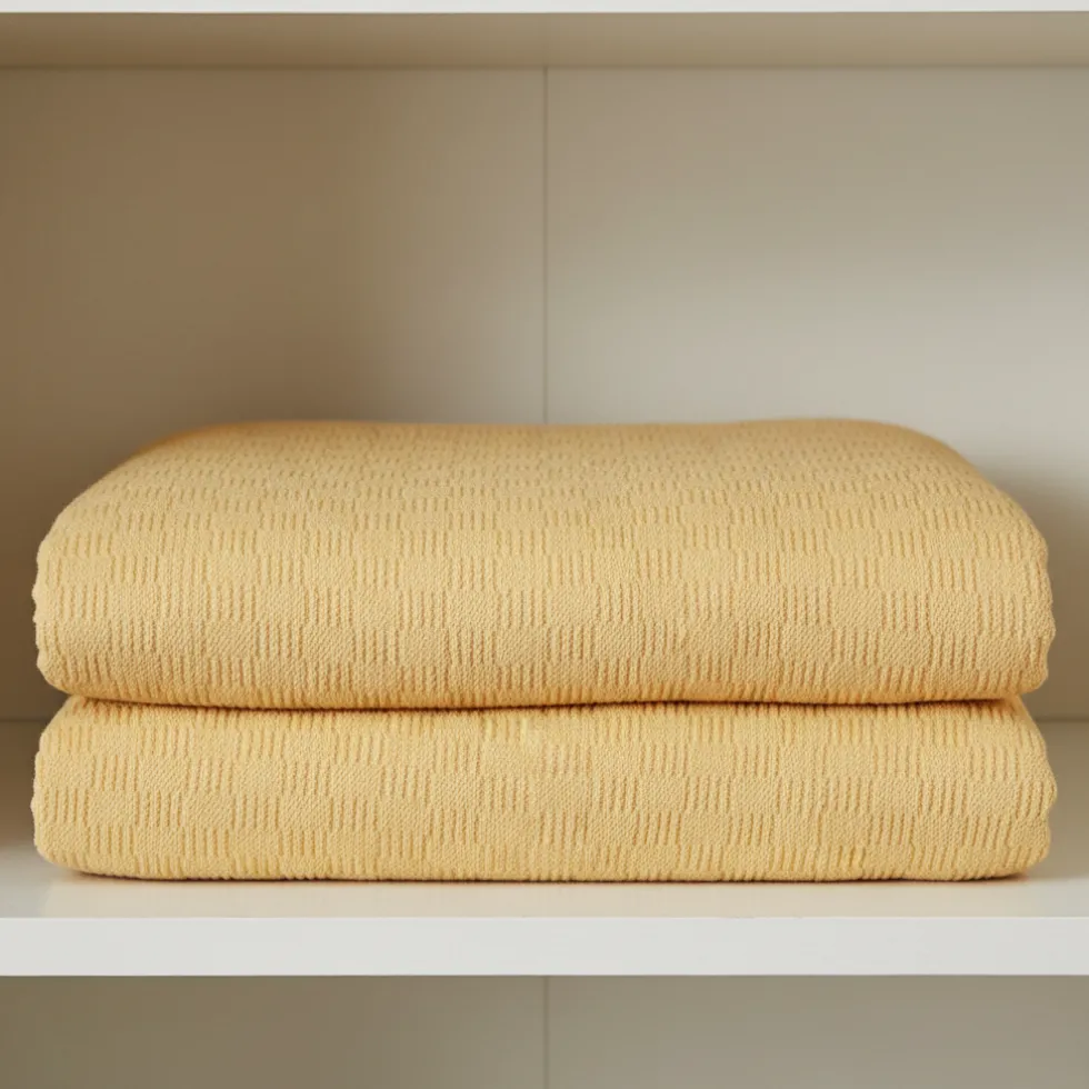 GABEL Copriletto estivo 2 piazze jacquard in piquet di cotone HUGO oro