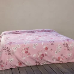 Lenzuola-copriletto matrimoniale MARTHA O'NEIL Agata rosa floreale