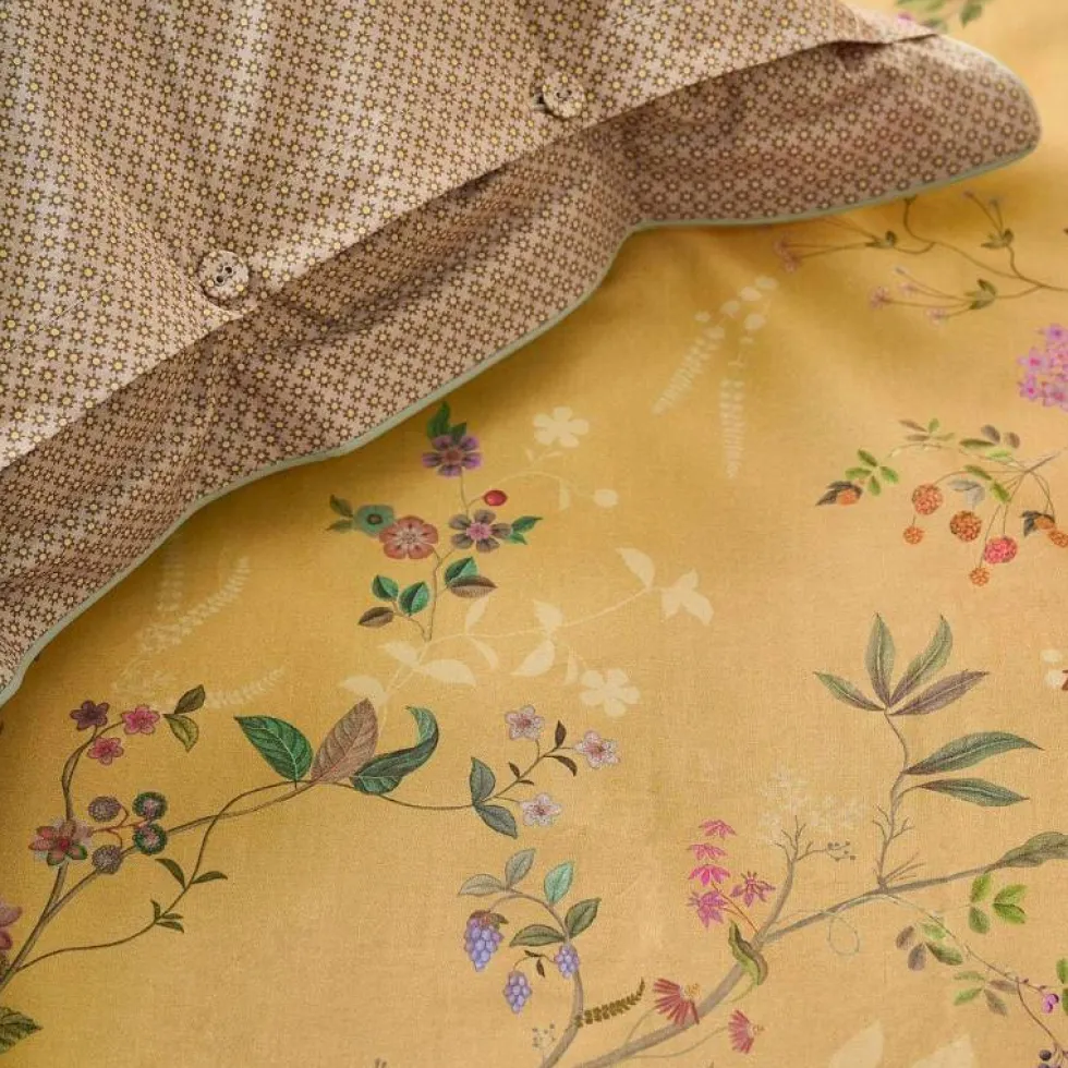 Lenzuola-copriletto Matrimoniale PIP STUDIO Bhodi Flower giallo