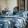 Lenzuola-copriletto matrimoniale SOMMA raso BLANCHE blu