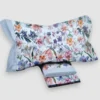 Lenzuola floreali completo matrimoniale in cotone AIMO azzurro