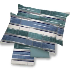 Lenzuola in cotone matrimoniali Clapier geometrico bluette