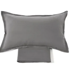 Lenzuola lino 100% e federe matrimoniale Soffio Piombo