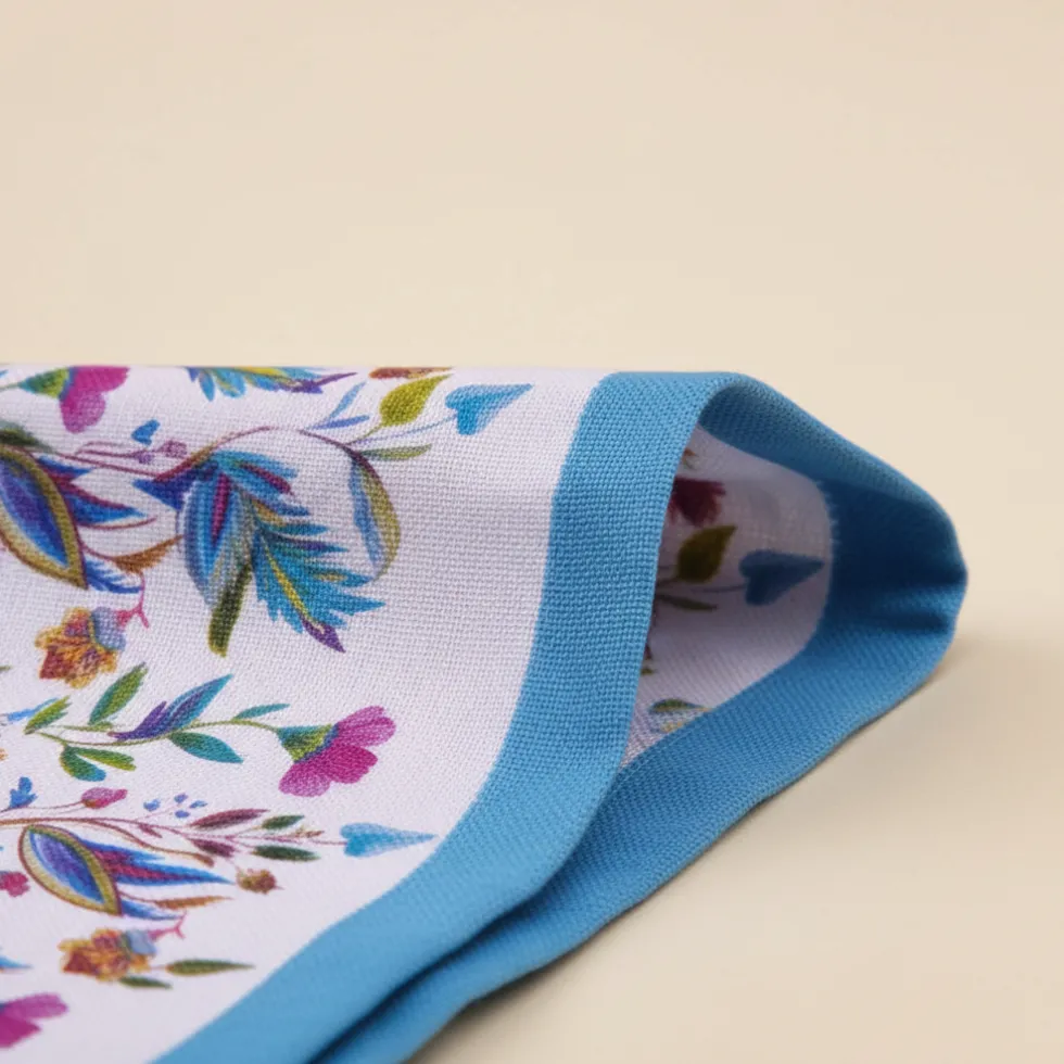 Lenzuola Matrimoniali completo 100% Cotone NOOR | Floreale Turchese