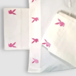 Lenzuola matrimoniali con federe PLAYBOY Embroidery ricamato rosa