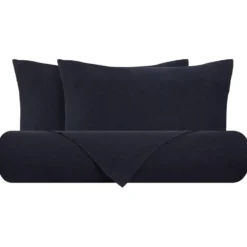 Lenzuola matrimoniali in puro lino Stone-Washed Loft 49 blu navy