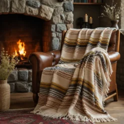 Missoni Home plaid con frange 130x190 cm HUMBERT 148 marrone zig-zag