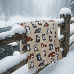 Morbido e caldo Plaid in Lana Cotta Gattini tortora 150x170 da divano