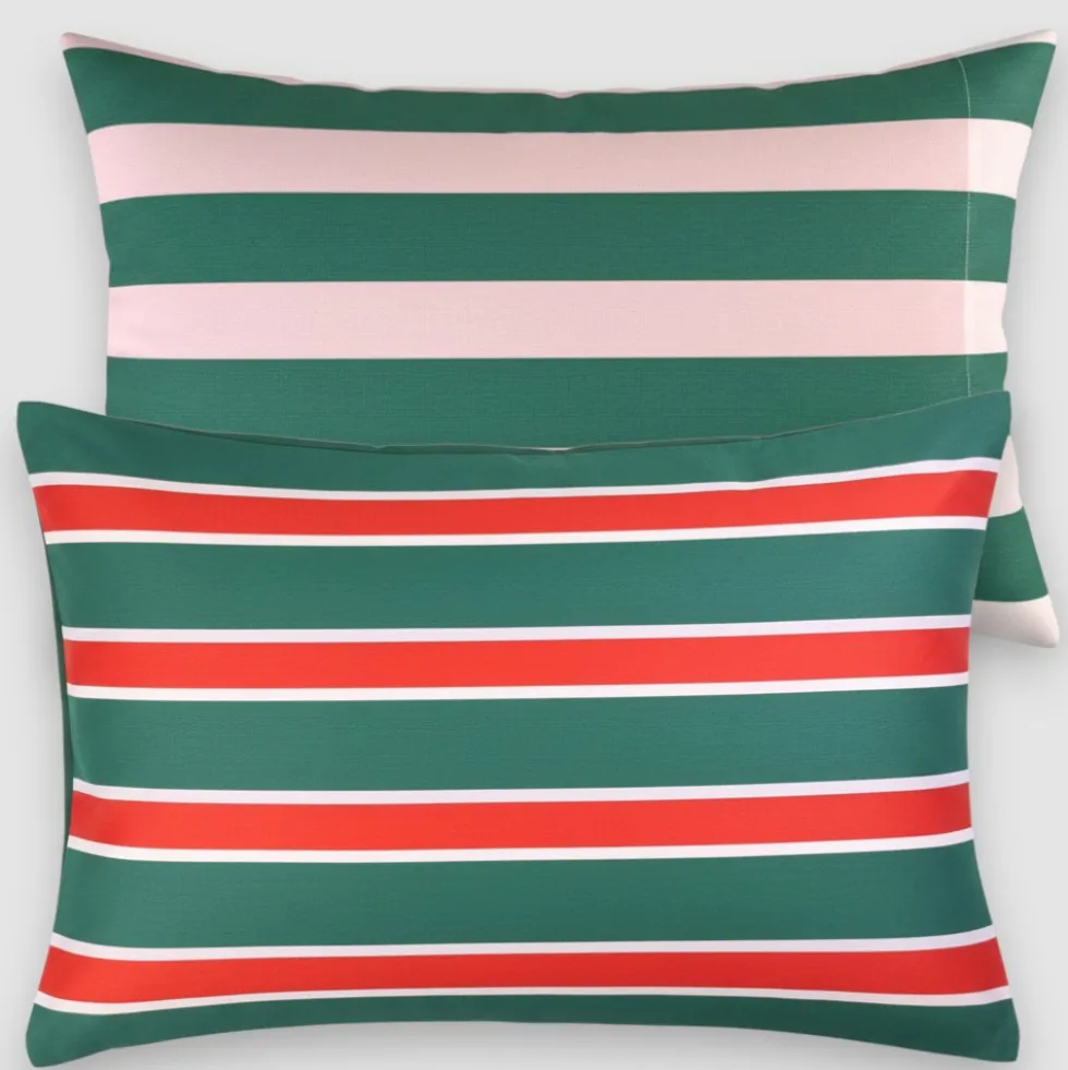 Parure copripiumino a righe rosso-verde Vallesusa POLO in puro cotone
