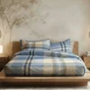 Parure lenzuola tinto filo matrimoniale Bossi DUNBAR 7604 azzurro