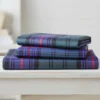 Parure lenzuola tinto filo matrimoniale Bossi WALLACE 7604 scozzese blu
