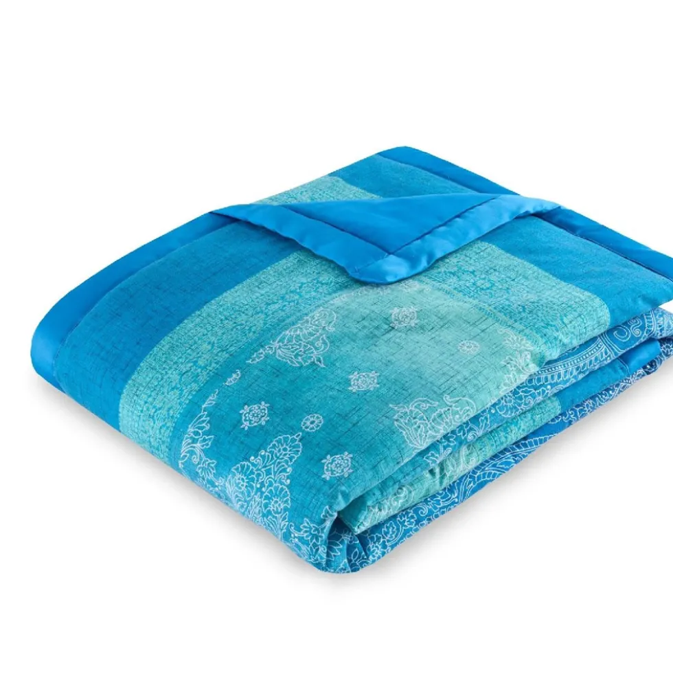 Plaid Bassetti Kerala B1 Oceanblau 135x190 cm – Eleganza Blu in Cotone