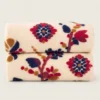 Plaid da divano in Lana Cotta 150 x 170 floreale panna