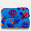 Plaid da divano in Lana Cotta 150 x 170 floreale Bluette Turchese