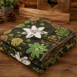 Plaid da divano 150x170 in morbida Lana Cotta Melograno verde