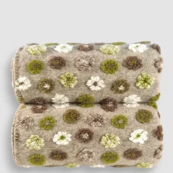 Plaid in Lana Cotta 150×170 cm Tortora “Margherite – Made in Italy