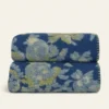 Plaid lana cotta 150x170 cm con motivo floreale blu Bordo punto cavallo