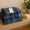 Set 1+1 asciugamano e ospite in spugna Trussardi Scratch bluette