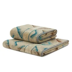 Set 1+1 Coppia di asciugamani Carrara Kanzi chevron turchese