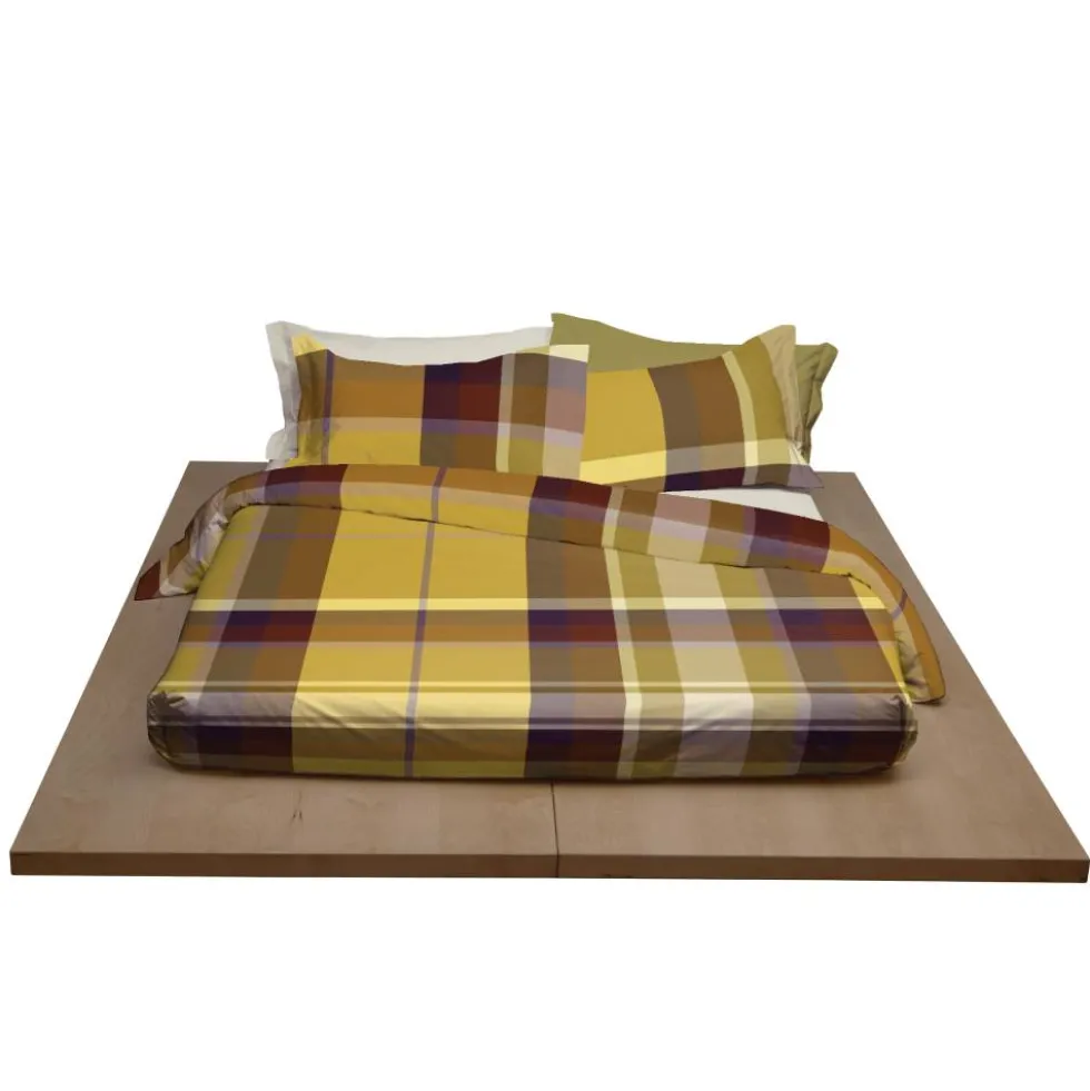 Set Copripiumino e federe matrimoniale OCHER 7607 tinto filo