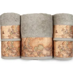 Set di 5 asciugamani in spugna Alviero Martini GEO Classic grigio