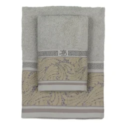 Set 1+1 in spugna con ricamo jacquard LAURA BIAGIOTTI Imai grigio