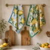 Set 3 strofinacci da cucina 50x70 Limoni canovacci in puro cotone