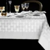 Tovaglia fiandra PIAZZA PITTI 180x360 con 18 tovaglioli Intreccio bianco