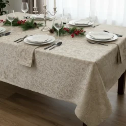 Tovaglia in fiandra PIAZZA PITTI 160x230 8 tovaglioli sabbia Manuela