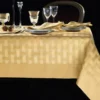 Tovaglia 12 tovaglioli oro INTRECCIO in fiandra bordo applicato 180x280