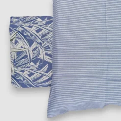 Zucchi copripiumini Matrimoniali 100% Cotone Ciuffetto 4 Federe blu